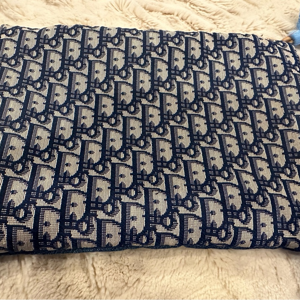 Dior fabric with denim backing cosmetic pouch/Pochette
